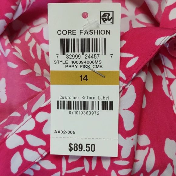 Charter Club Belted Floral Print Shirt Dress Preppy Pink 14 - Picture 4 of 9